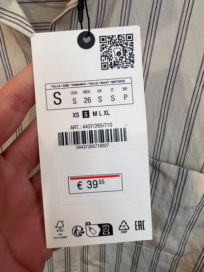 ZARA. Flowy beige striped shirt. TS