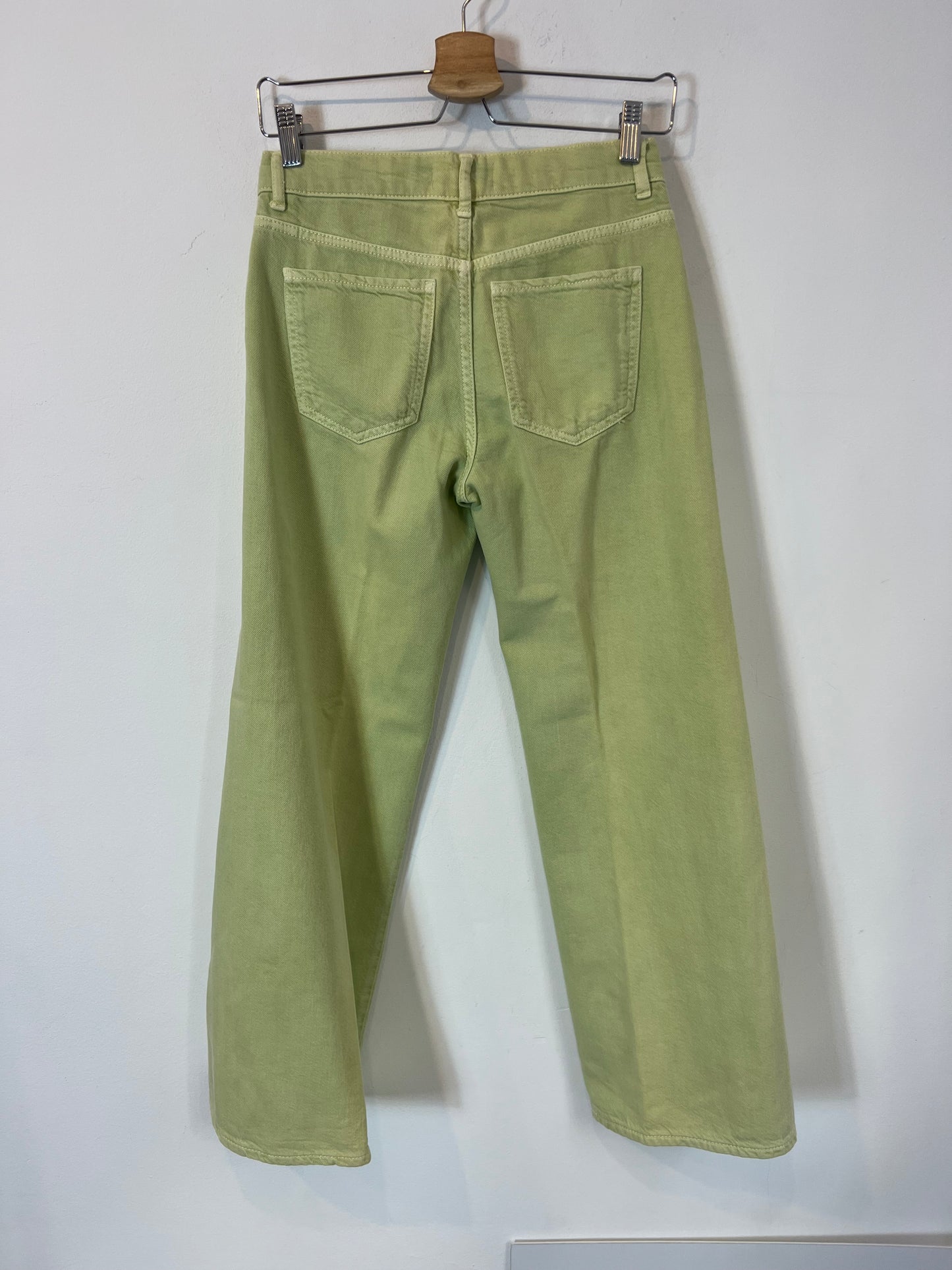 ZARA. Light green denim with stitching detail. Size 13-14 years (XS/S)