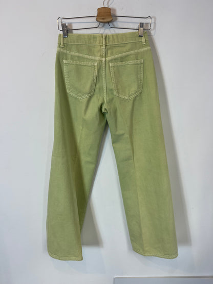 ZARA. Light green denim with stitching detail. Size 13-14 years (XS/S)