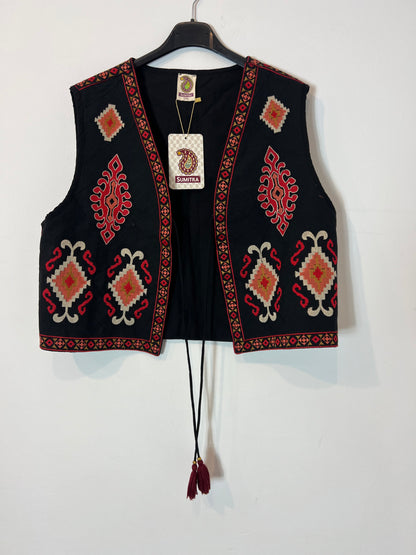 SUMITRA. Black embroidered vest Tl/XL