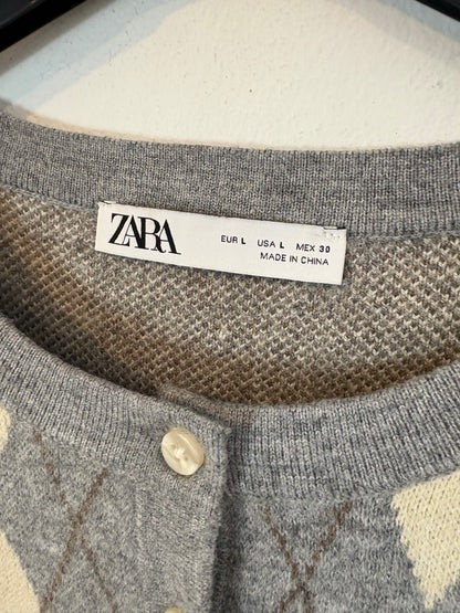 ZARA. Chaqueta rombos con lana
