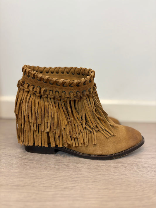 ZARA. Botines flecos cuña interior. T 40