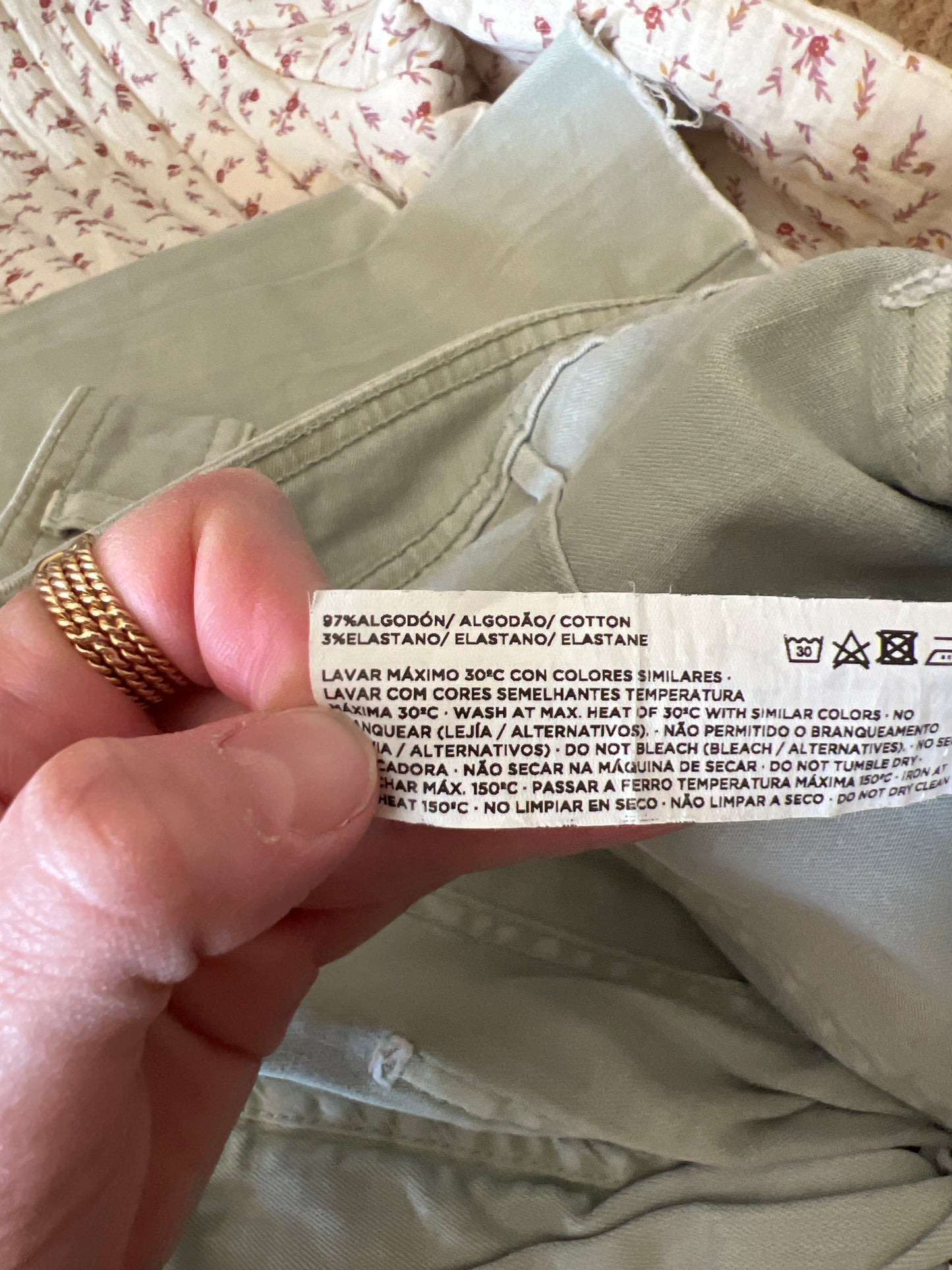 Pantalón verde denim culotte T.36