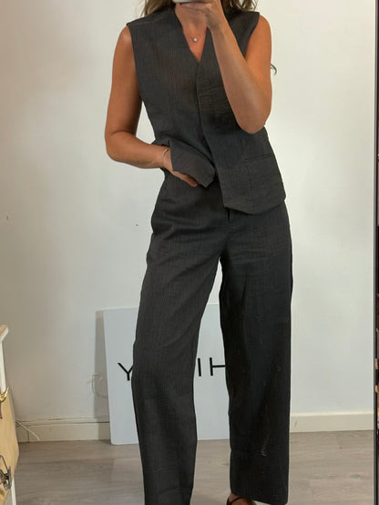 MASSIMO DUTTI. Conjunto gris marengo textura