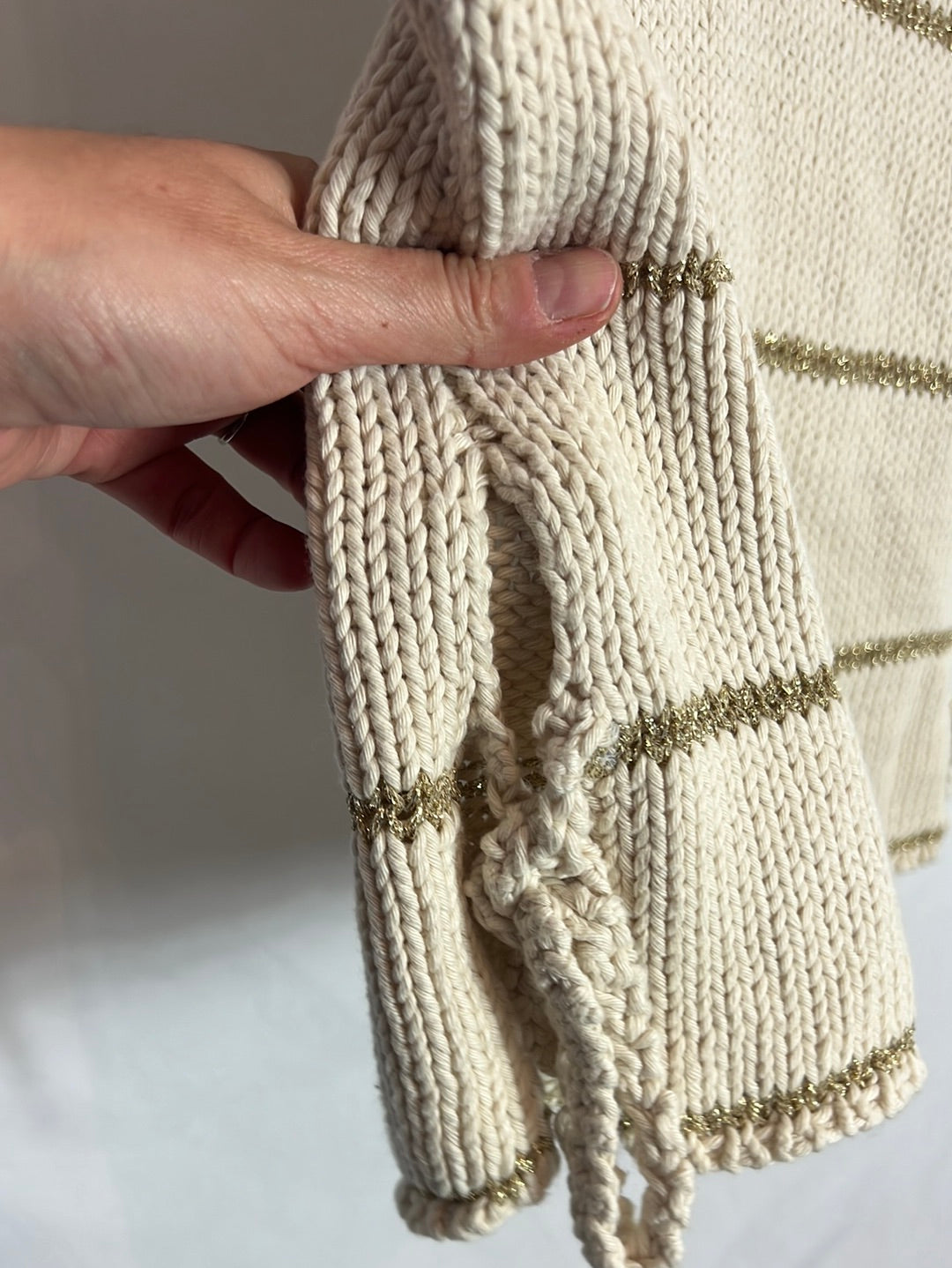 SPRINGFIELD. Top punto beige rayas. T L