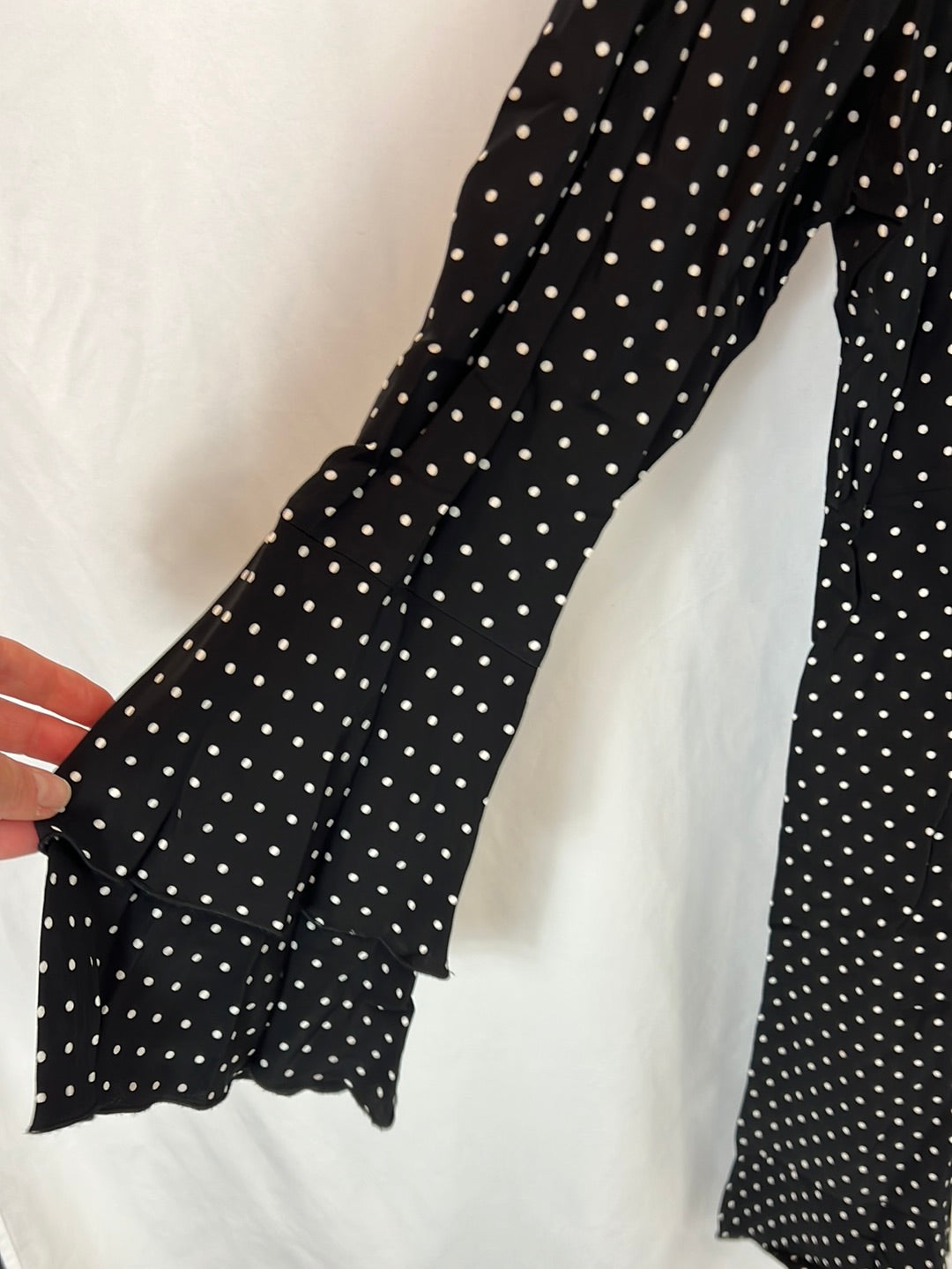 ZARA. Flowing black polka dot dress. Size XL