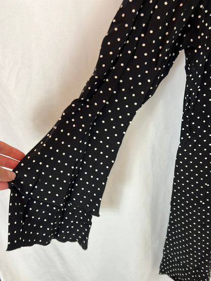 ZARA. Flowing black polka dot dress. Size XL