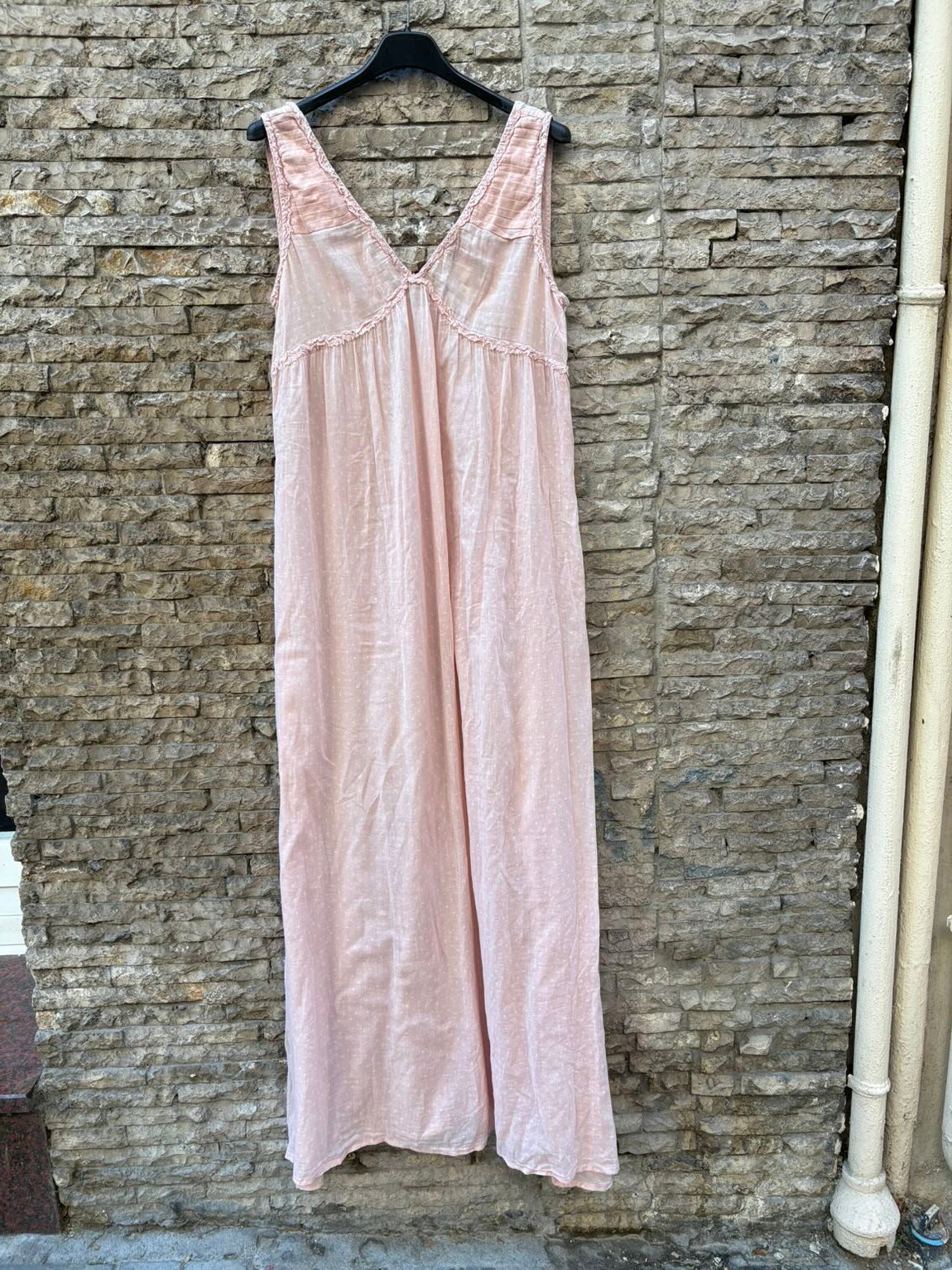 LA COSTA DEL ALGODÓN. Vestido camisón rosa palo