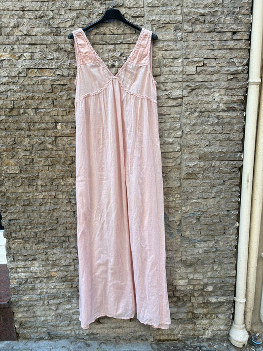 LA COSTA DEL ALGODÓN. Vestido camisón rosa palo