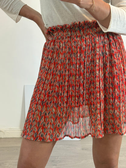 MFM. Falda pantalón corta plisada roja. T M/L