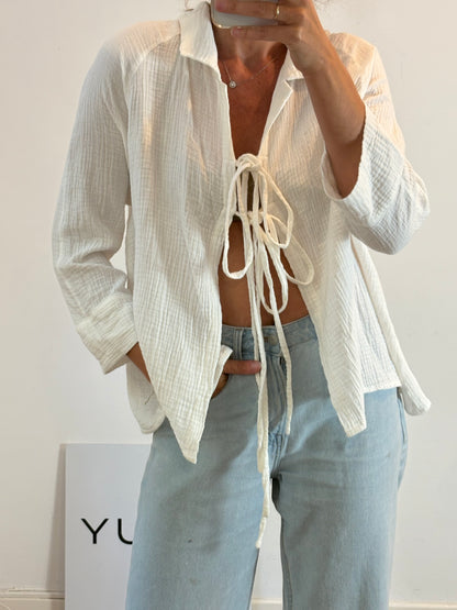 RÓURI. White bamboo blouse. TS/M