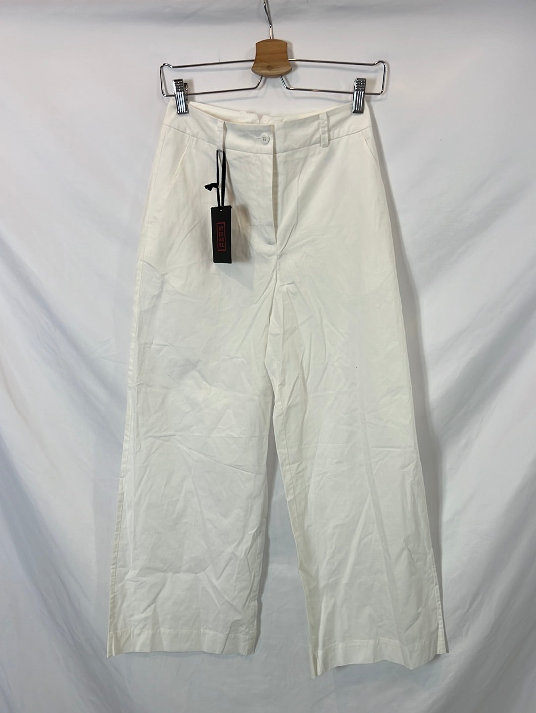 STEFANEL. White wide-leg trousers, size 34