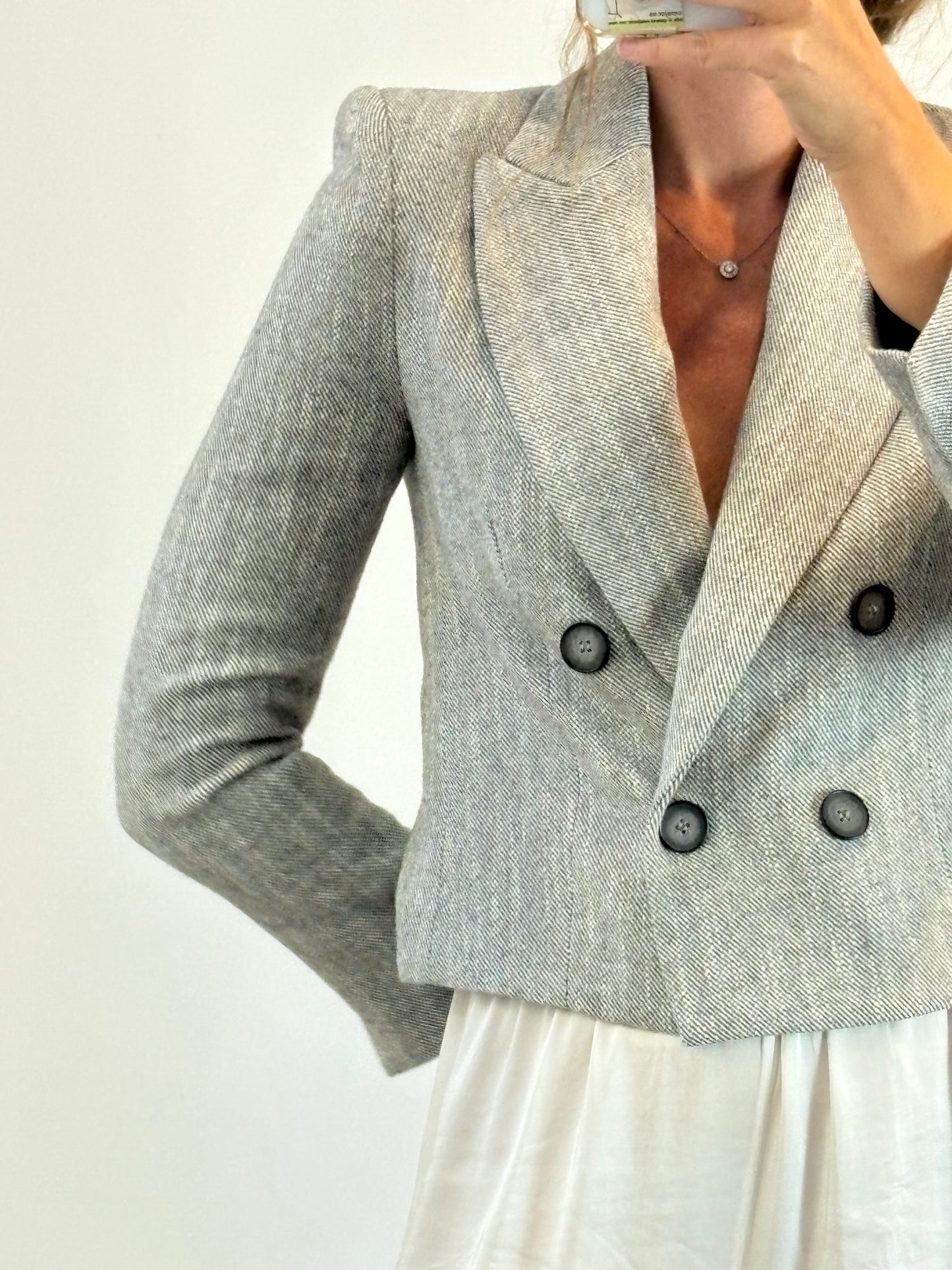 ZARA. Chaqueta con lana gris jaspeada. T S