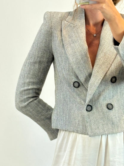 ZARA. Chaqueta con lana gris jaspeada. T S