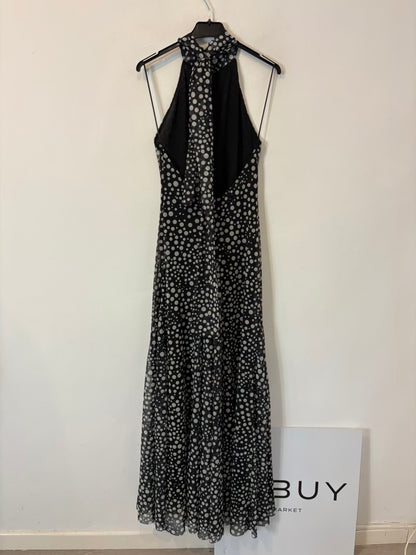 ZARA. Vestido largo negro lunares