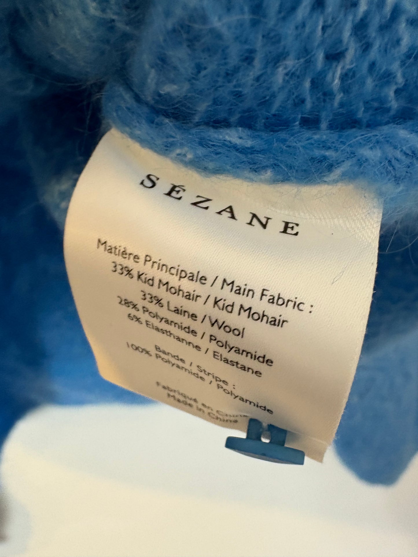 SÉZANE. Chaqueta punto calado azul claro