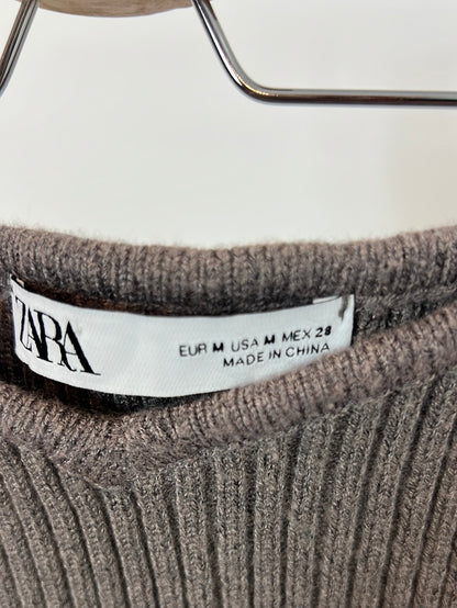 ZARA. Gray ribbed strapless top. TS