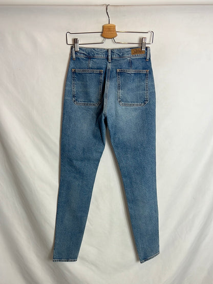 RALPH LAUREN POLO. Buttoned skinny denim. T 36