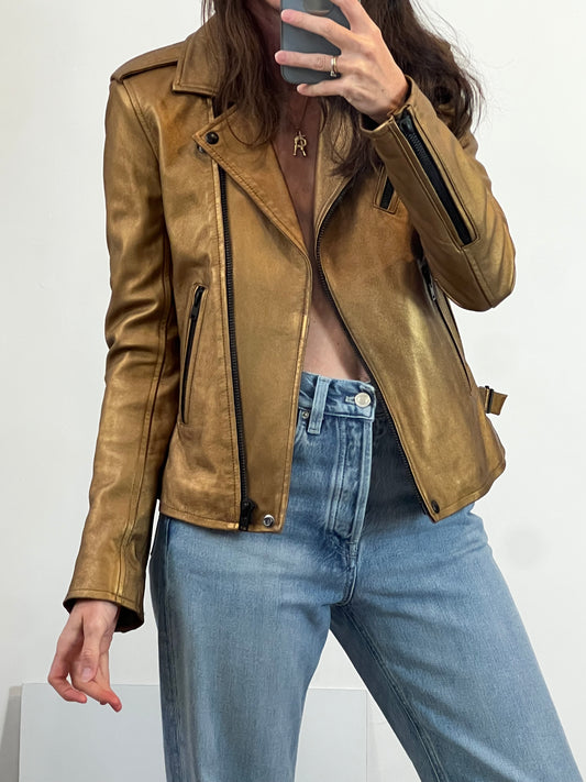 IRO. Cazadora piel ocre