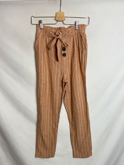 STRADIVARIUS. Striped beige trousers S.XS