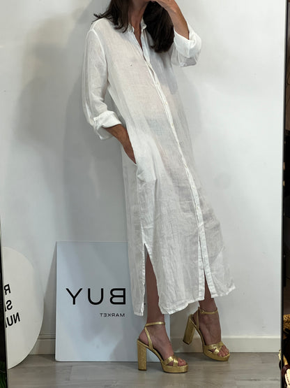 HARTFORD. Vestido lino camisero blanco