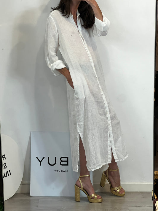 HARTFORD. Vestido lino camisero blanco