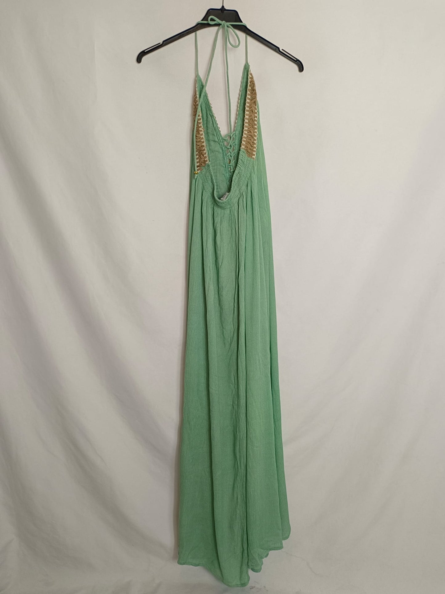 IBIZA FLOWERS. Long green embroidered dress Tu(s/m) 