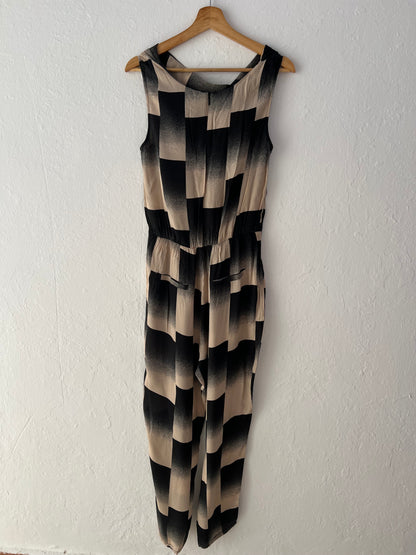 TRULY. Mono largo cuadros beige y negro  T.36