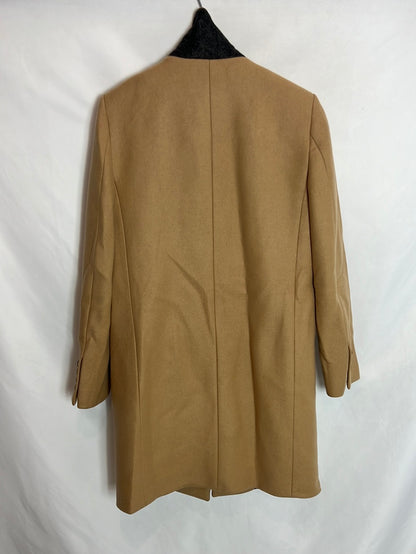 ZARA. Abrigo beige lana T.m