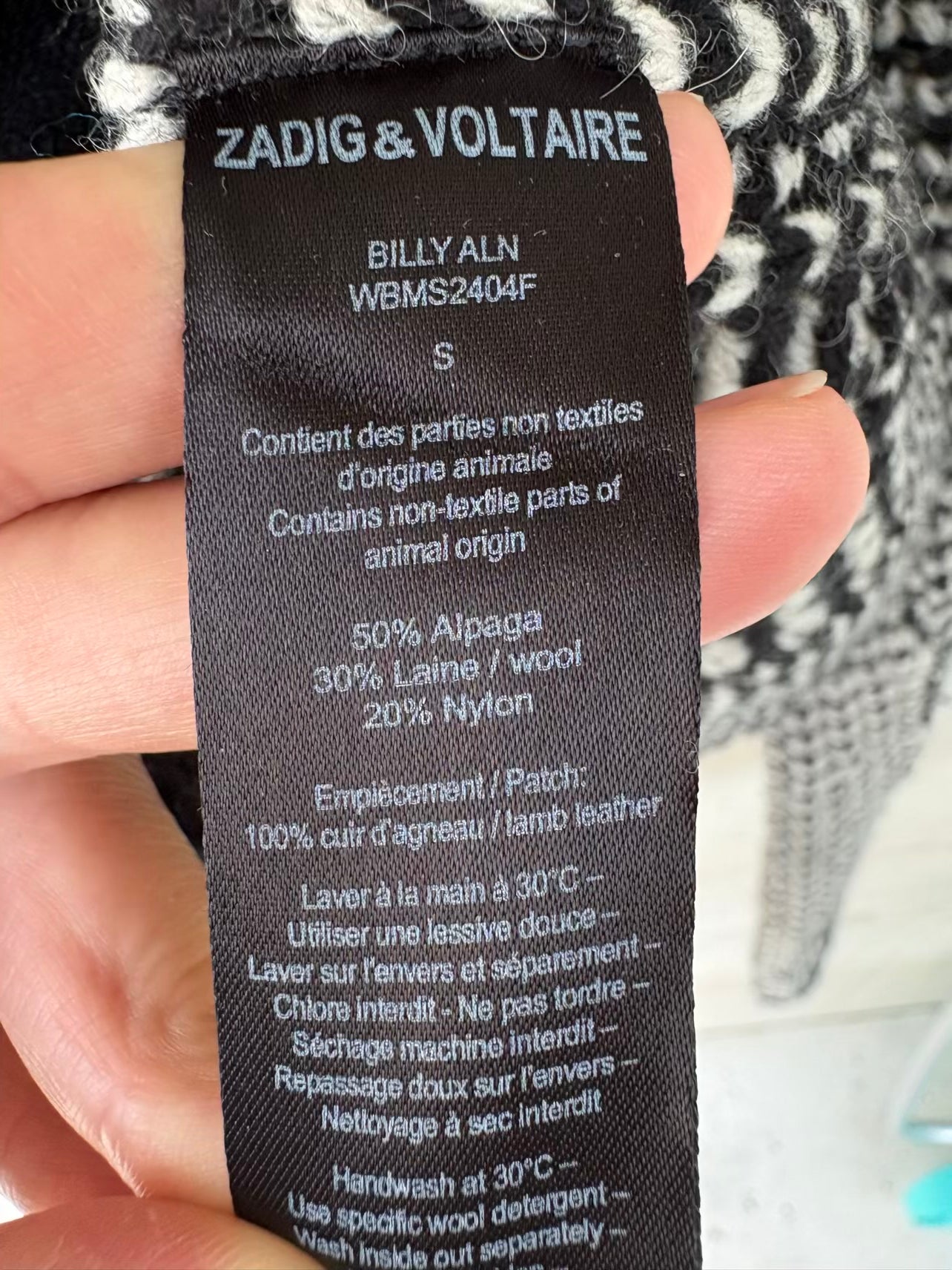 ZADIG & VOLTAIRE. Chaqueta punto mezcla cuello alto