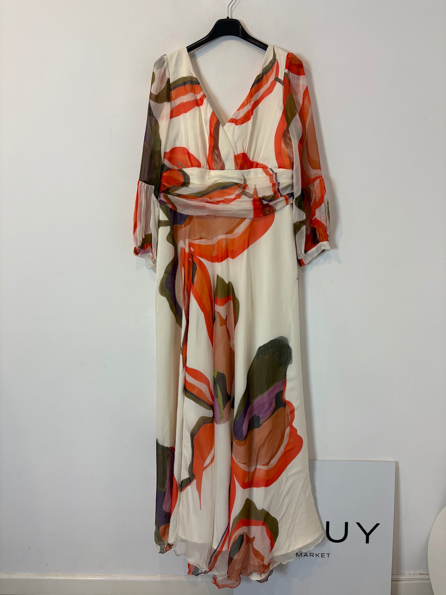 Vestido largo estampado mangas gasa