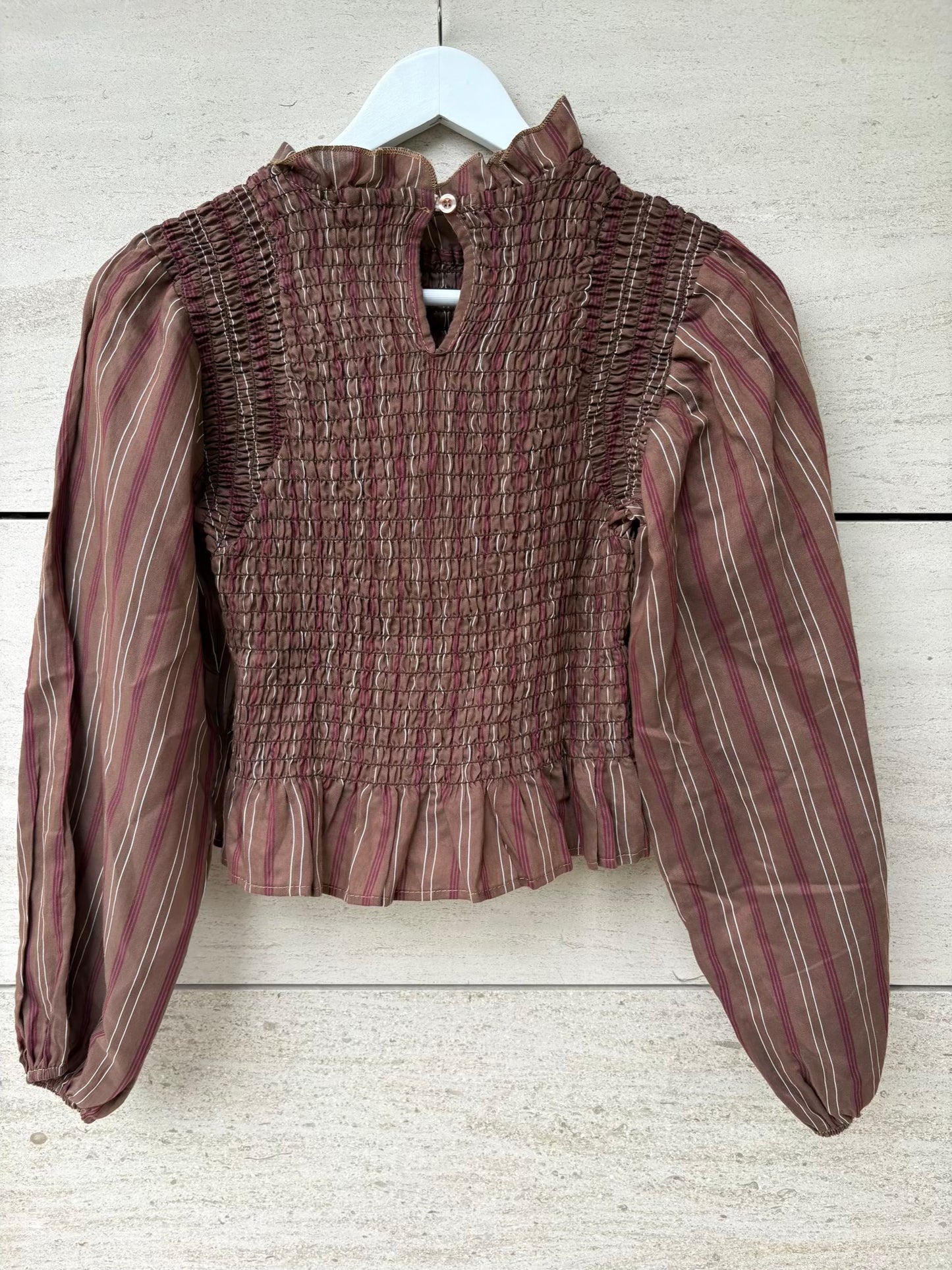 LA VÉLO. Blusa marrones nido de abeja