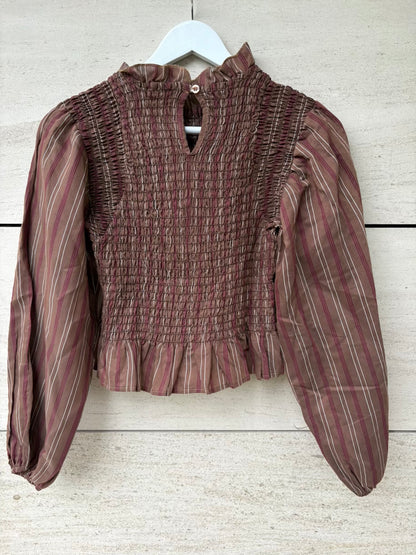 LA VÉLO. Blusa marrones nido de abeja