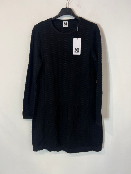 MISSONI. Vestido negro textura hilos brillo. T 42