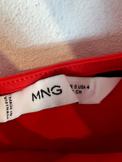 MANGO. Vestido rojo volante T.s