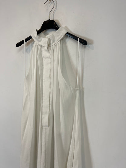 MASSIMO DUTTI. Vestido blanco fluido T.s
