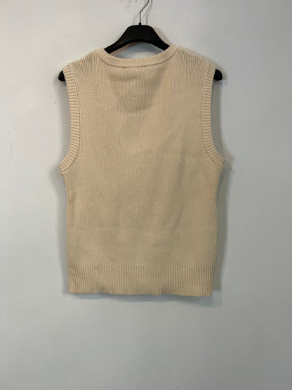 ZARA. Chaleco beige punto abotonado  T.s