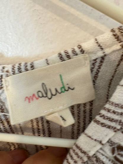 MALUDI KIDS. blusa beige rayas cuello  T.3 años