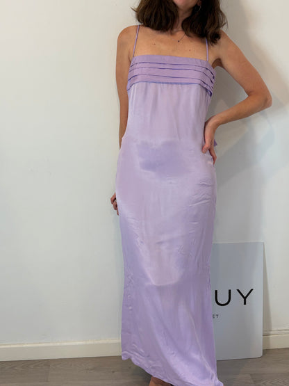 ZARA. Vestido morado doble lazada T.s