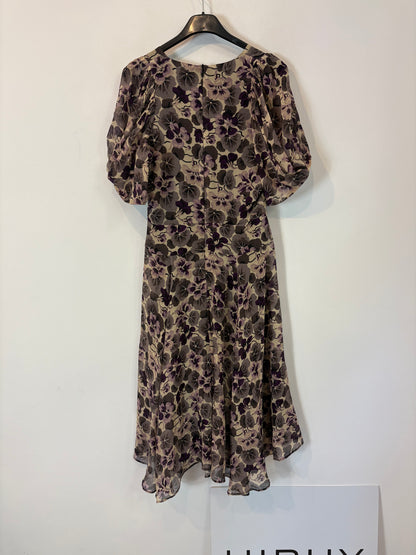 MASSCOB. Printed silk midi dress. Size XS