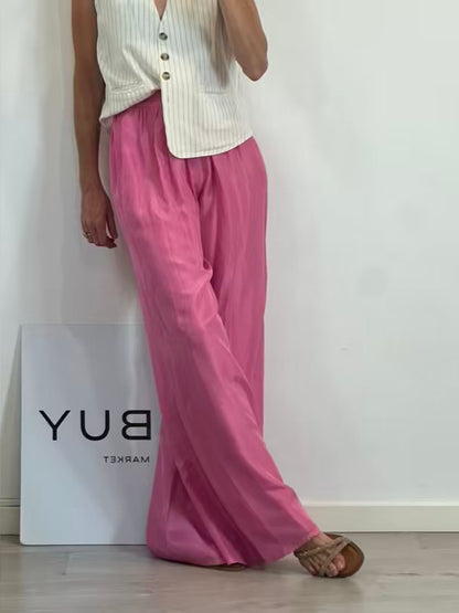 FORTE FORTE. Pantalón rosa seda