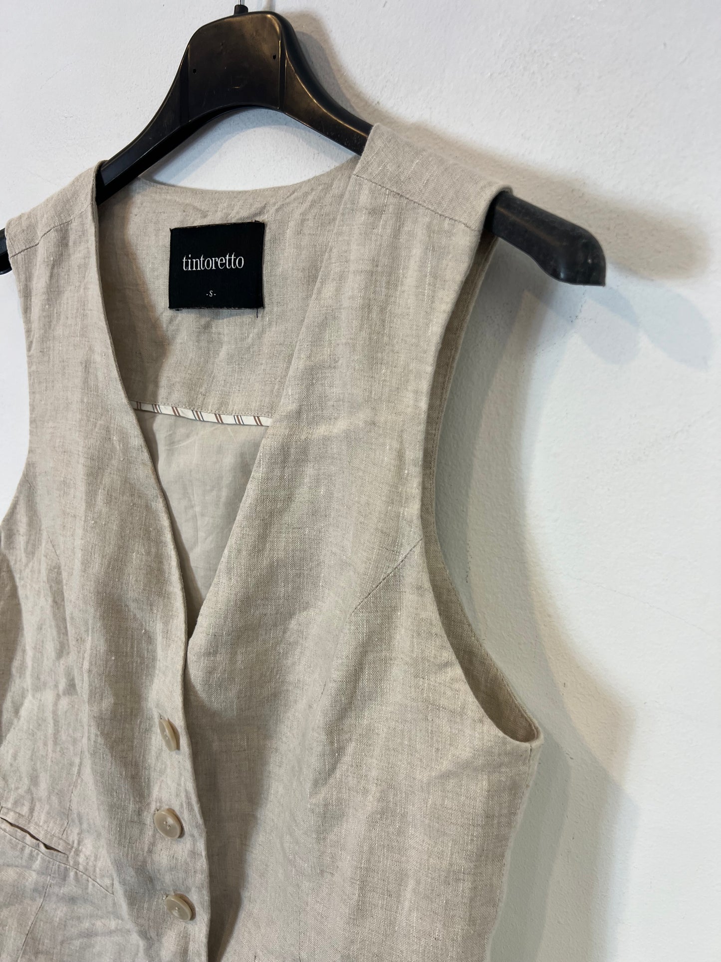 TINTORETTO. Chaleco beige lino. T S