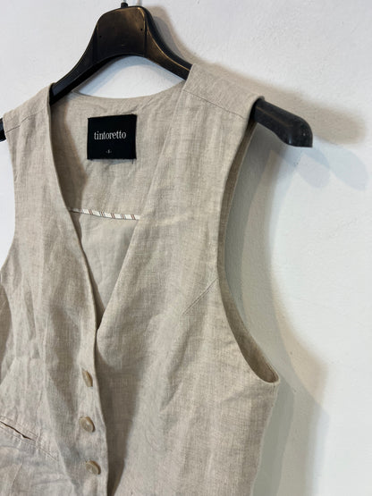 TINTORETTO. Chaleco beige lino. T S