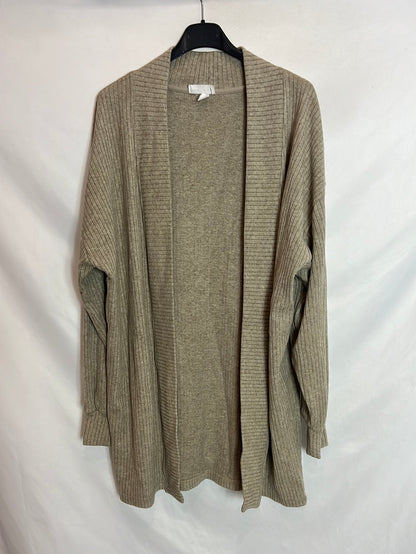 YSABEL MORA. Beige ribbed cardigan. TL