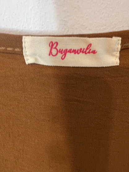 BUGANVILIA. Camel dress with slightly puffed sleeves, size 3XL