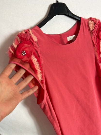 SANDRO. Silk top with sleeve detail. TS