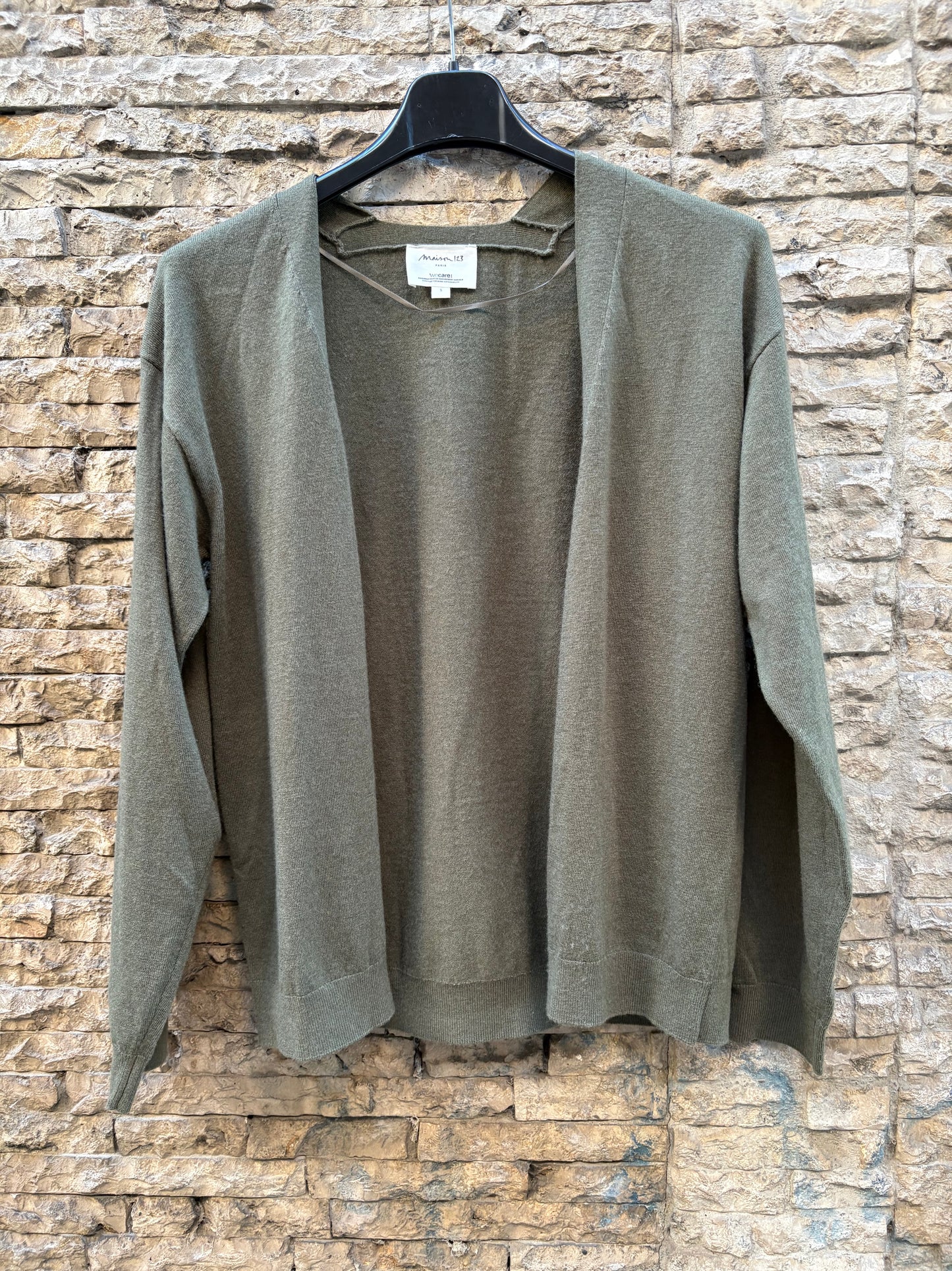 MAISON 123. Chaqueta verde punto con lana