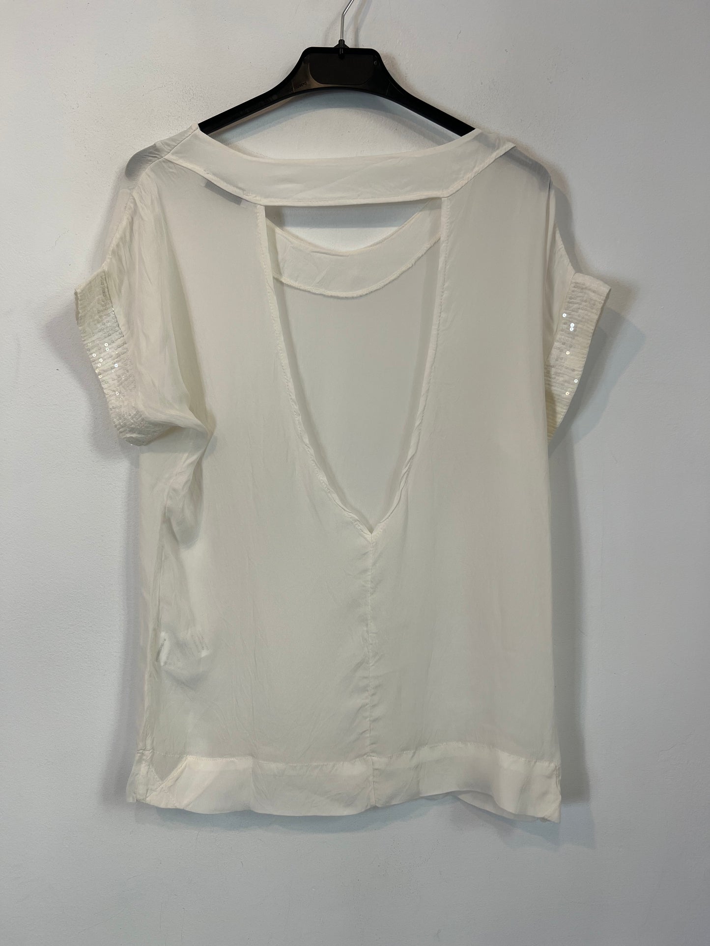 NEATI. Blusas blanca lentejuelas con seda T.s/m