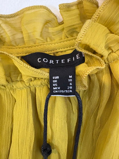 CORTEFIEL. Blusa pistacho plisada
