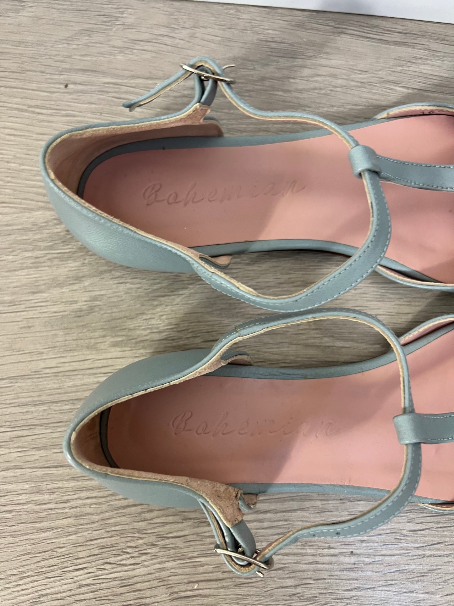 BOHEMIAN. Light blue leather Mary Jane. Size 36